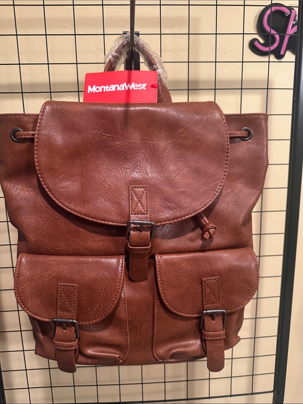 Montana West Rustic Chestnut Faux Leather Backpack with Dual Front Pockets